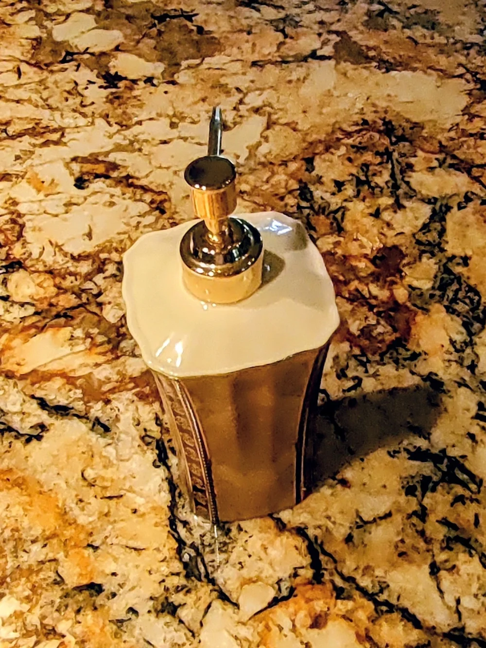 Croscill Cream Ceramic Soap/Lotion Dispenser with Gold Accents